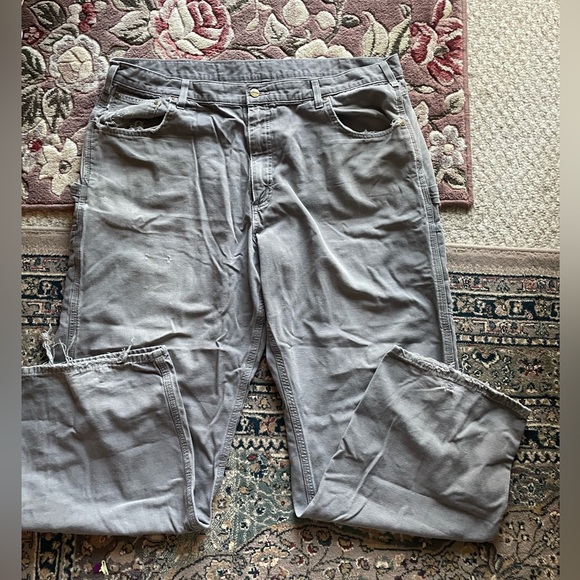 Carhartt Other - Carhartt Gray Work Pants Loose Fit Carpenter 100% Cotton 42x32 *flawed